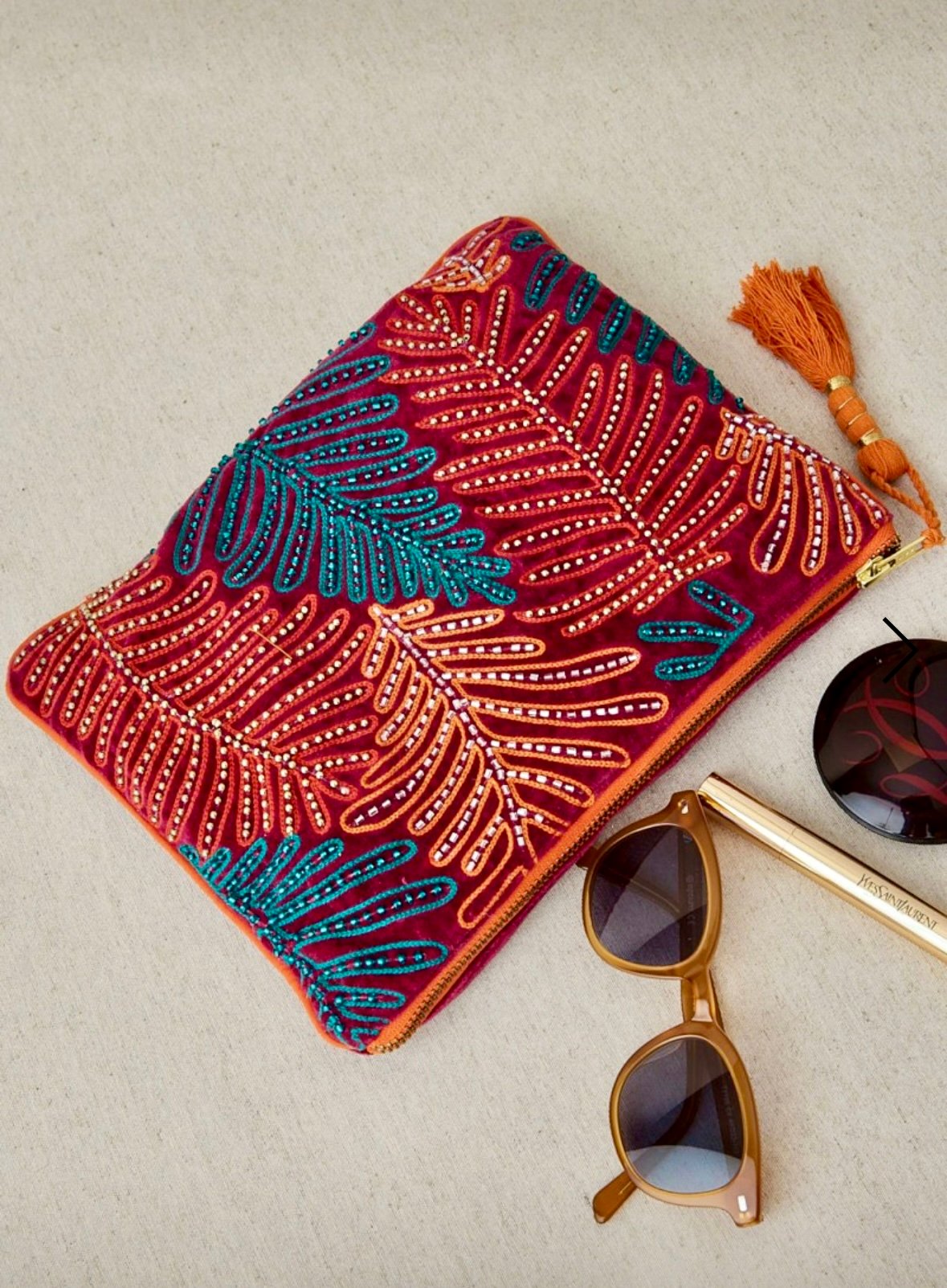 Bolsita Grande Bordado Helechos