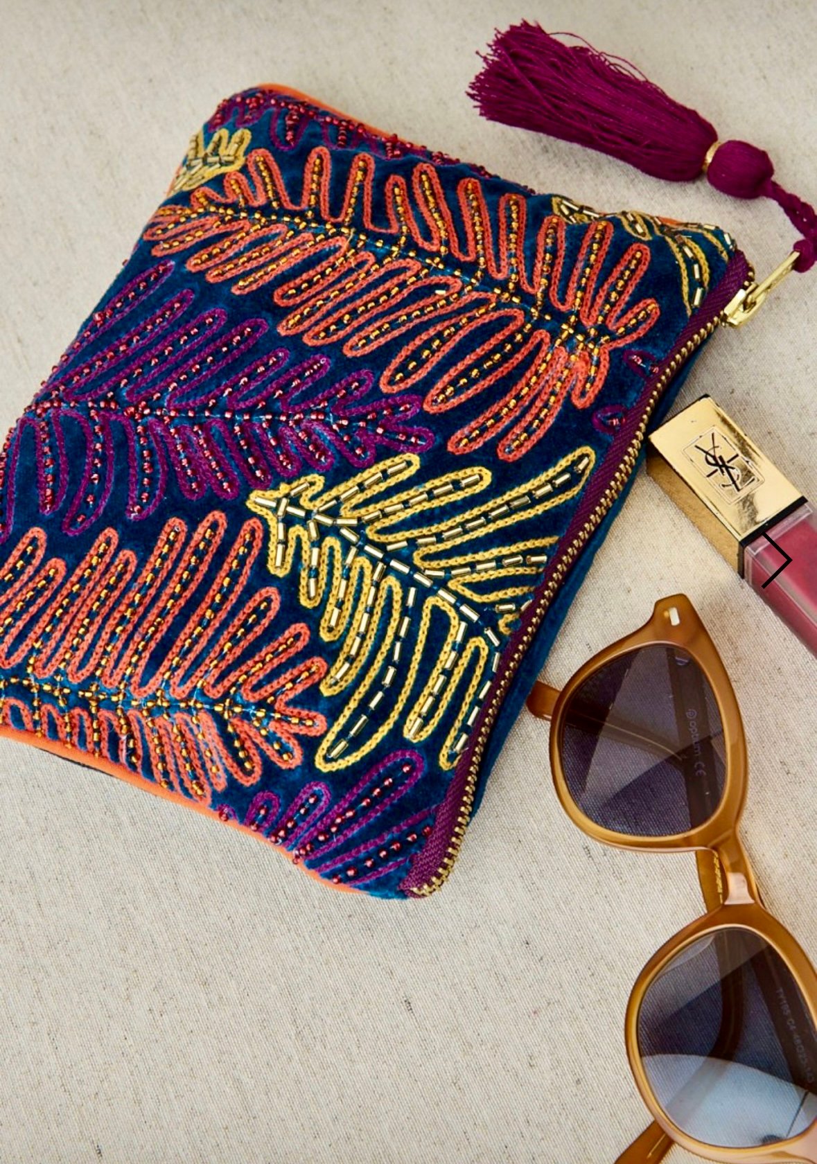 Bolsita Mediana Bordado Helechos