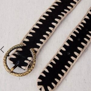 Cinturón De Piel Con Ribete Croche