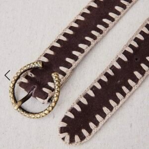 Cinturón De Piel Con Ribete Croche