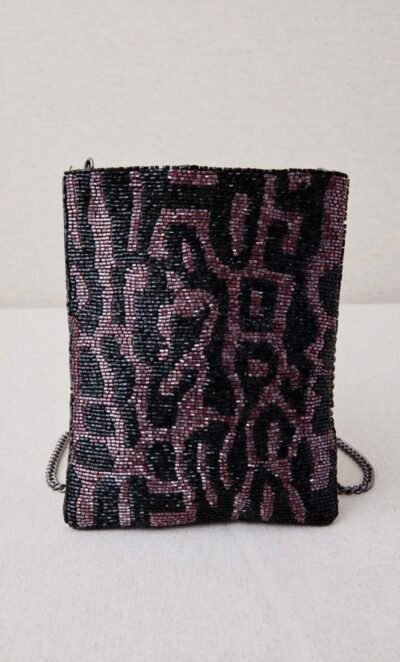 Bolso Animal Print Con Resinas Bordadas