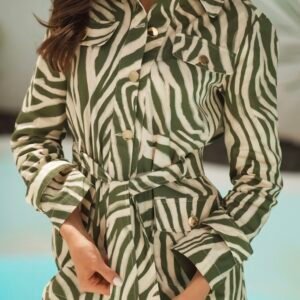 Chaqueta Safari Estampada Verde