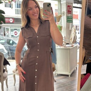 Vestido Marrón Abotonado