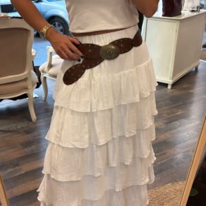 Falda Midi Blanca Volantes