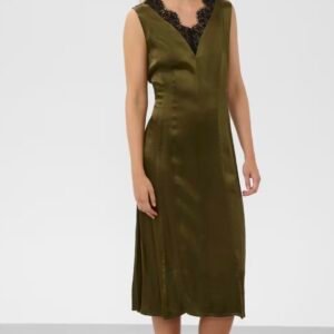Vestido Satén Verde Oliva